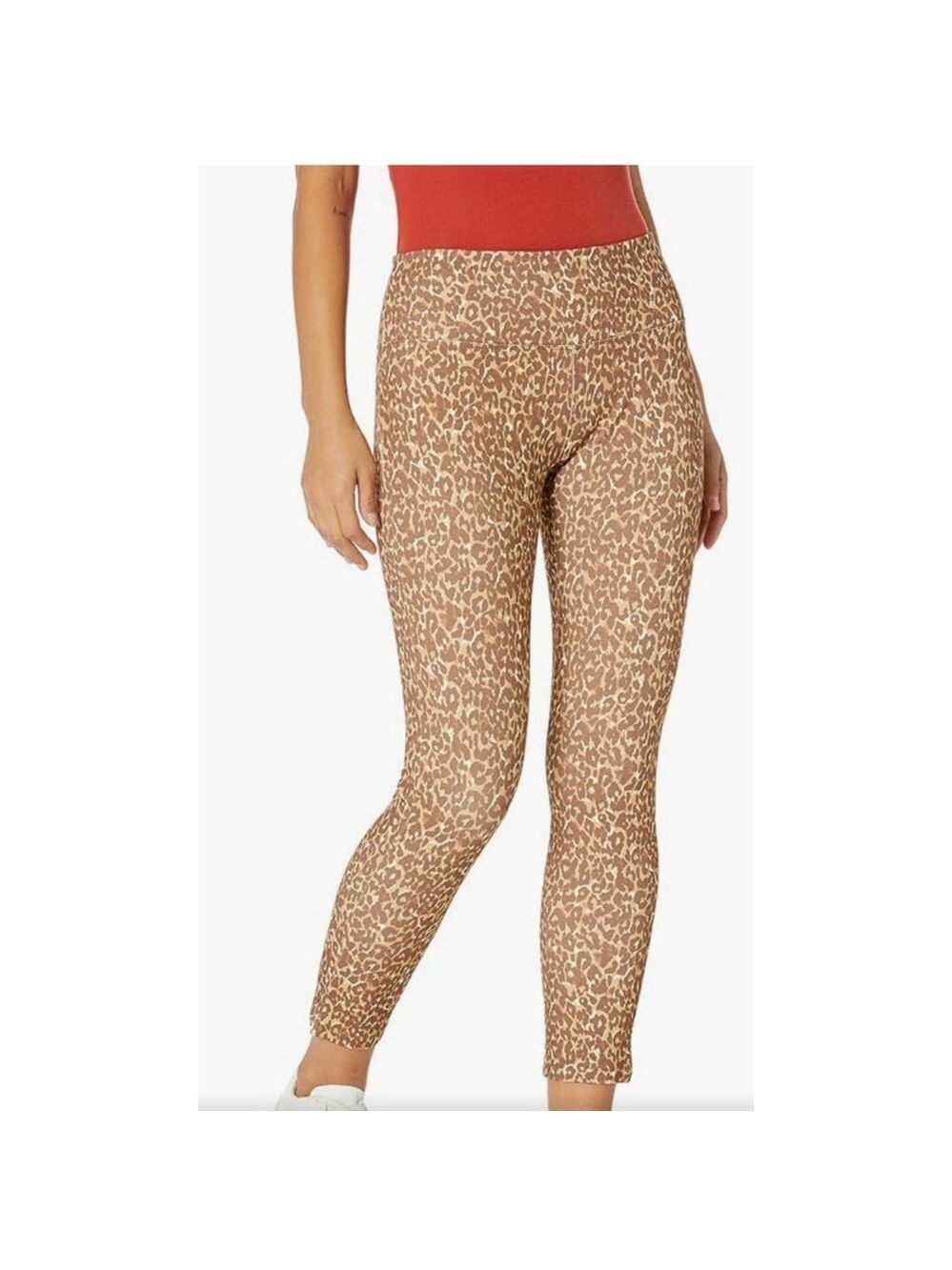 Women's Slim-Sation Animal Print Tummy Control Slimming Leggings, L, Brown